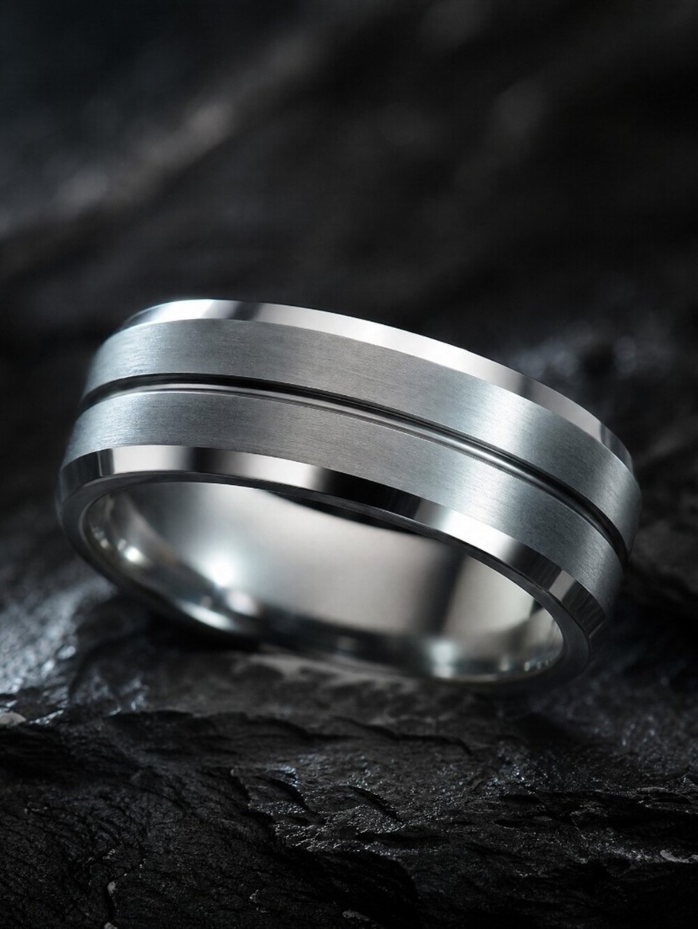 Men's Tungsten Wedding Band Ring Size 10 Brushed Silver Tone Comfort Fit